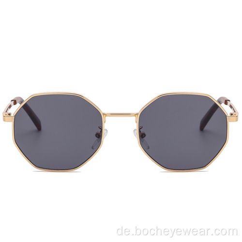 Neue Retro-Polygon-Sonnenbrillen Herren- und Damenmode Europäische und amerikanische Metall-Sonnenbrille mit kleinem Rahmen Straße rundes Gesicht